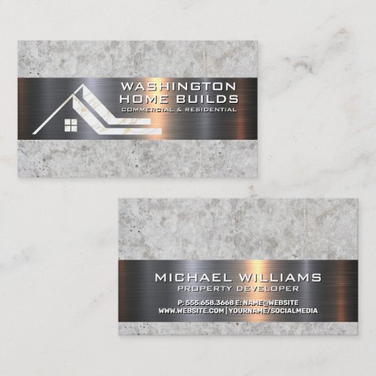 Home Marble Logo | Metaal en steen Visitekaartje (Voorkant / Achterkant)