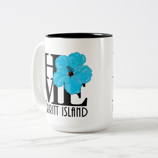 HOME Melbourne 15oz blue hibiscus Tweekleurige Koffiemok (Voorkant links)
