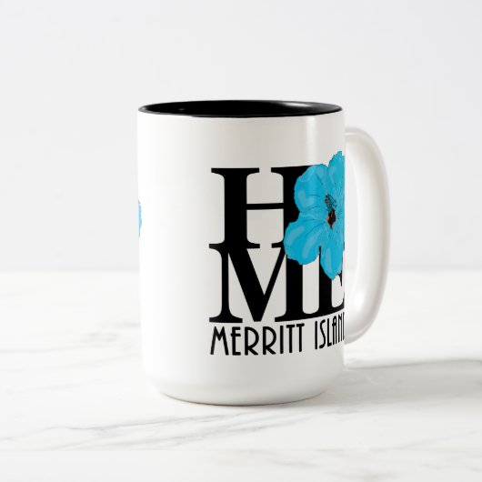 HOME Melbourne 15oz blue hibiscus Tweekleurige Koffiemok (Voorkant rechts)
