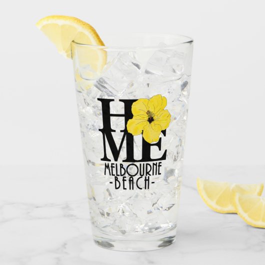 HOME Melbourne Beach Florida Yellow Hibiscus Glas (Voorkant ijs)