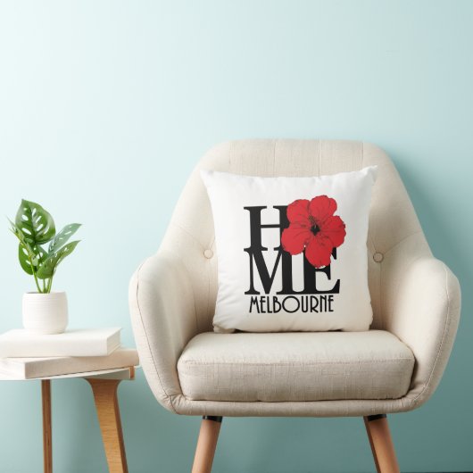 HOME Melbourne Florida (rode hibiscus) Kussen (Stoel)