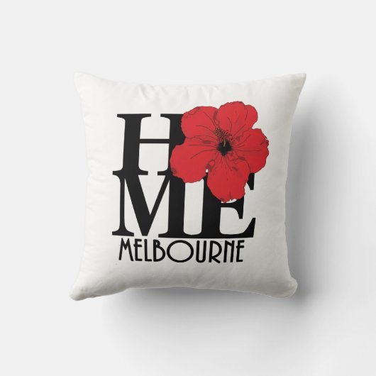 HOME Melbourne Florida (rode hibiscus) Kussen (Achterkant)