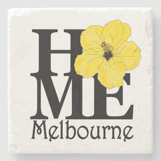 HOME Melbourne Florida Yellow Hibiscus Stenen Onderzetter (Voorkant)
