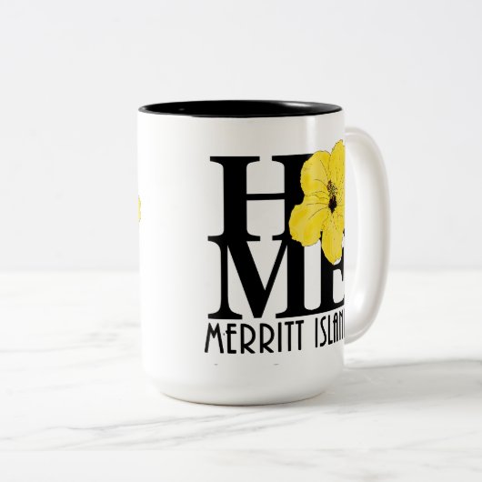 HOME Merritt Island 15oz gele hibiscus Tweekleurige Koffiemok (Voorkant rechts)