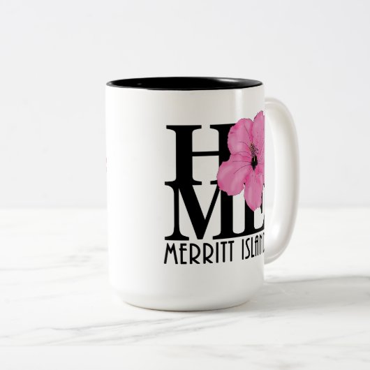 HOME Merritt Island 15oz roze hibiscus Tweekleurige Koffiemok (Voorkant rechts)