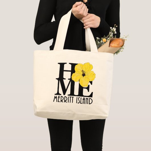 HOME Merritt Island Yellow Hibiscus Grote Tote Bag (Voorkant (product))