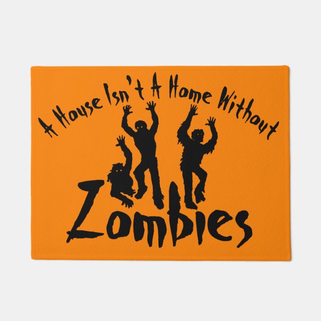 Home met Zombies Halloween Decor Deurmat (Voorkant)