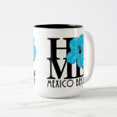 HOME Mexico Beach Florida Blue Hibiscus 15oz Tweekleurige Koffiemok (Voorkant rechts)