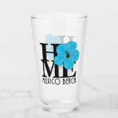 HOME Mexico Beach Florida Blue Hibiscus Glas (Achterkant)