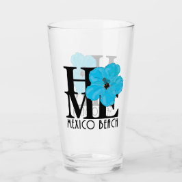 HOME Mexico Beach Florida Blue Hibiscus Glas