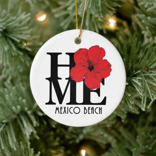 HOME Mexico Beach Red Hibiscus Keramisch Ornament (Boom)