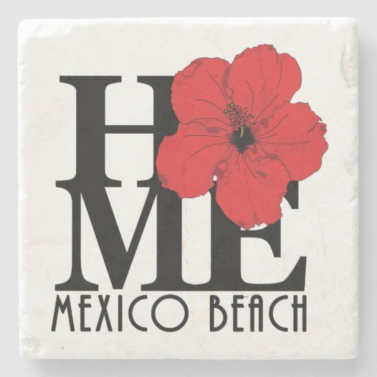 HOME Mexico Beach Red Hibiscus Stenen Onderzetter (Voorkant)