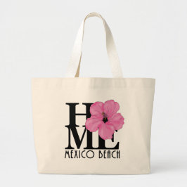 HOME Mexico Beach roze hibiscus Grote Tote Bag