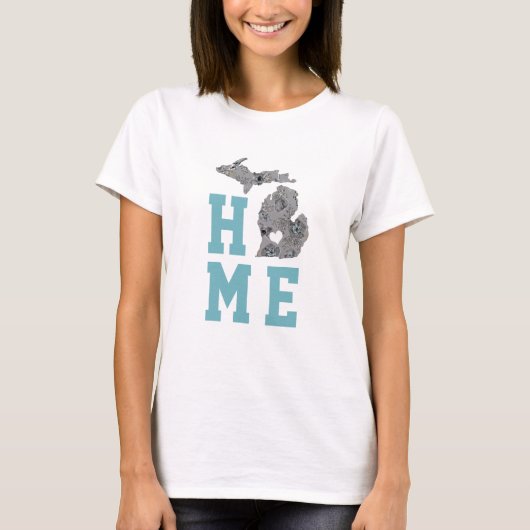 Home Michigan Gray Blue Poppies T-shirt (Voorkant)