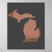 Home Michigan Silhouette Copper Gray Poster (Voorkant)
