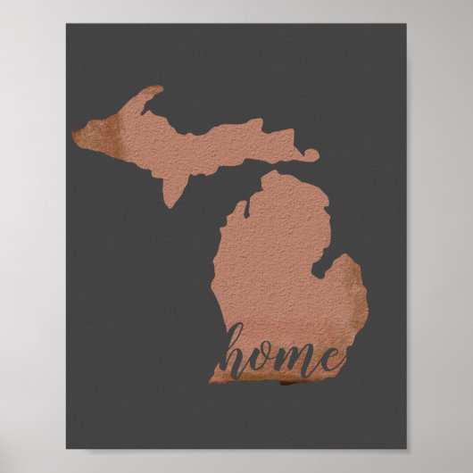 Home Michigan Silhouette Copper Gray Poster (Voorkant)