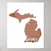 Home Michigan Silhouette Copper White Poster (Voorkant)