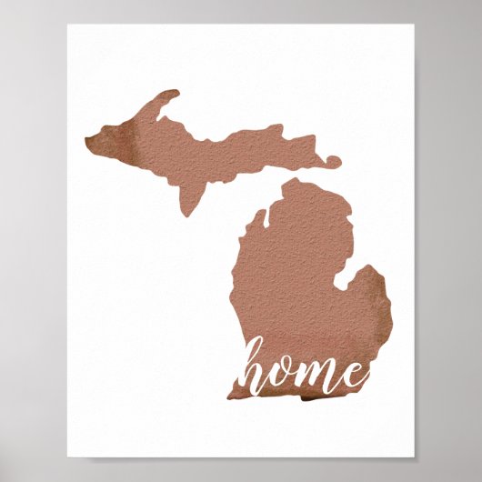 Home Michigan Silhouette Copper White Poster (Voorkant)