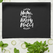 HOME mijn gelukkige plek! Lettering Elegant Black Theedoek (Gevouwen)