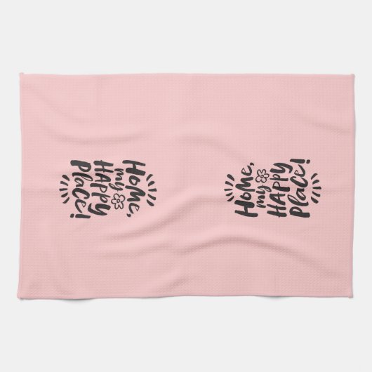 HOME mijn gelukkige plek! Paris Chic Black Roze Theedoek (Horizontaal)