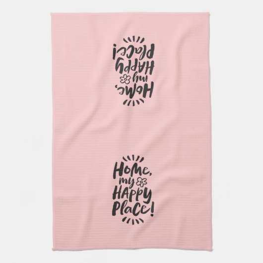 HOME mijn gelukkige plek! Paris Chic Black Roze Theedoek (Verticaal)