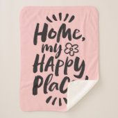 HOME mijn gelukkige plek!  Plaats: afbeelding roze Sherpa Deken (Voorkant)