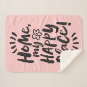 HOME mijn gelukkige plek!  Plaats: afbeelding roze Sherpa Deken (Voorkant (horizontaal))