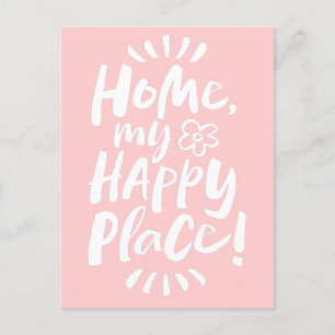 HOME mijn gelukkige plek! Shabby Chic Pink Letteri Feestdagenkaart