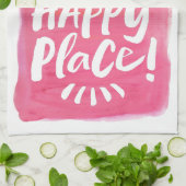 HOME mijn gelukkige plek! Waterverf Roze Motto Theedoek (Gevouwen)