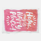 HOME mijn gelukkige plek! Waterverf Roze Motto Theedoek (Horizontaal)