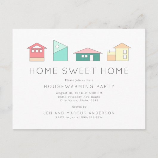 Home Minimalist Housewarming Party Briefkaart (Voorkant)