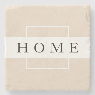 Home Modern Sand Beige White Minimale Typografie Stenen Onderzetter