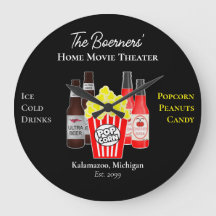 Home Movie Theater Beer Soda Wall Clock