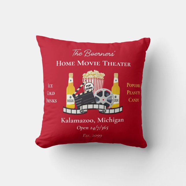 Home Movie Theater Popcorn Clapperboard Film Kussen (Voorkant)