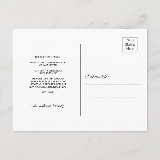 Home Moving Announcement Briefkaart voor thuisgebr (Achterkant)