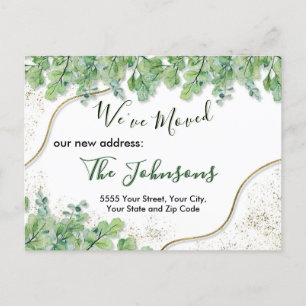 Home Moving Announcement Gold Greenery Eucalyptus Briefkaart
