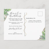 Home Moving Announcement Gold Greenery Eucalyptus Briefkaart (Achterkant)