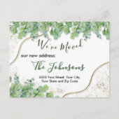 Home Moving Announcement Gold Greenery Eucalyptus Briefkaart (Voorkant)