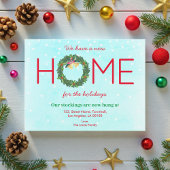 Home Moving Christmas Vakantie Blauwe Winter Aankondigingskaart