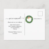 Home Moving Christmas Vakantie Blauwe Winter Aankondigingskaart (Achterkant)