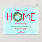 Home Moving Christmas Vakantie Blauwe Winter Aankondigingskaart (Voorkant)