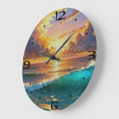 Home Muur Adembenemende zonsondergang Ocean Waves Grote Klok (Hoek)