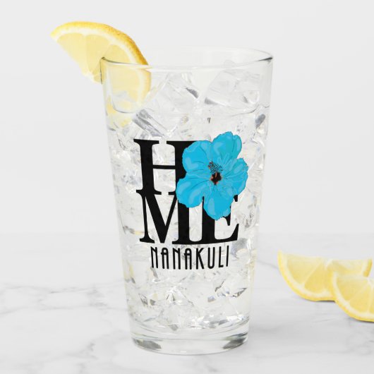 HOME Nanakuli Hawaii Blue Hibiscus Glas (Voorkant ijs)