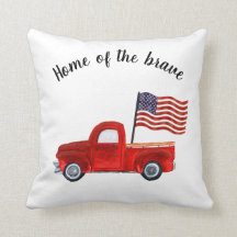 Home of Brave American Flag Red Truck Patriotic