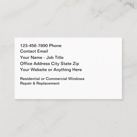 Home of Kantoor Venster Reparatie en vervanging Visitekaartje (Achterkant)