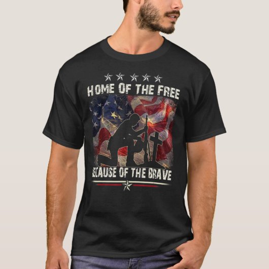 Home Of The Free Because Of The Brave Proud Vete T-shirt (Voorkant)