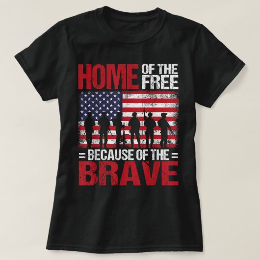 Home Of the Free Because of the Brave Veteran 4th T-shirt (Design voorkant)