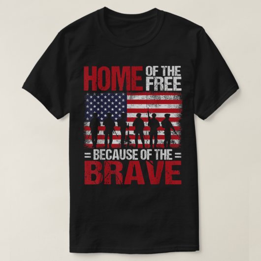 Home Of the Free Because of the Brave Veteran 4th T-shirt (Design voorkant)