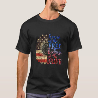 Home of the Free vanwege de dappere Amerikaanse vl T-shirt