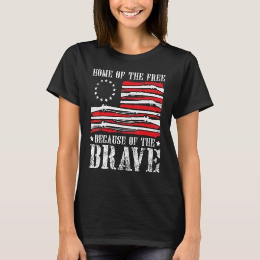 Home of the Free vanwege de dappere Betsy Ross F T-shirt (Voorkant)